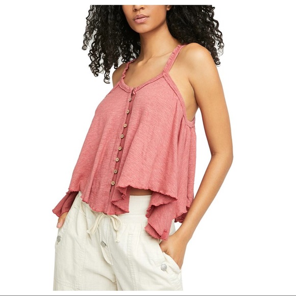 FREE PEOPLE BOHO FLOWY TOP BUTTON DOWN TANK SLEEVELESS BOHEMIAN KNIT TOP A3C - Picture 10 of 16